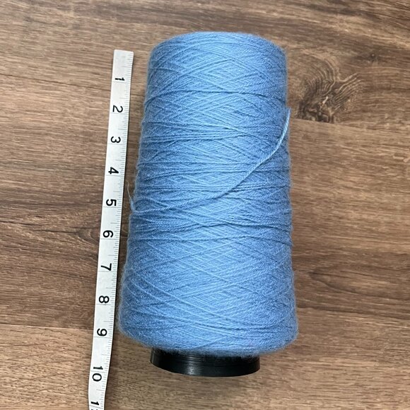 Brushed Cotton Blend Fiber Blue Fingering Weight Yarn Cone - Picture 4 of 8